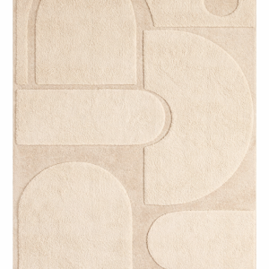 Modern Geometric Hand Tufted Wool & Tencel Area Rug – Beige Abstract Contemporary Carpet | KW10004