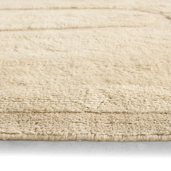 Modern Minimalist Hand Tufted Wool & Tencel Area Rug – Ivory Geometric Contemporary Carpet | KW10005